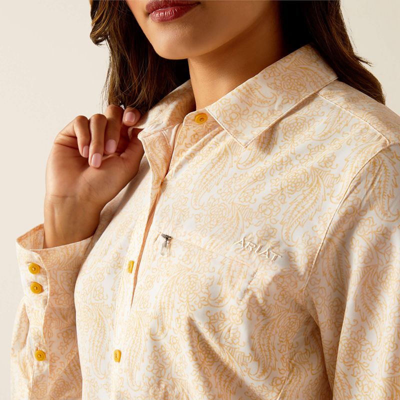 Ochre Paisley Ariat Venttek Stretch Shirt | 89XDZVJEP