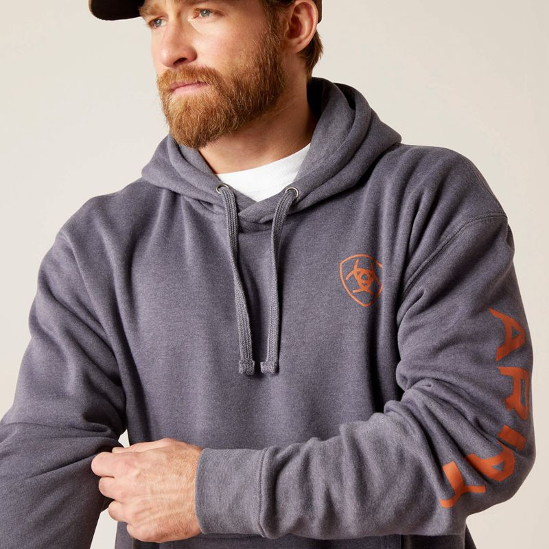 Odyssey Gray Heather Ariat Logo Hoodie | 52DWRYPNQ