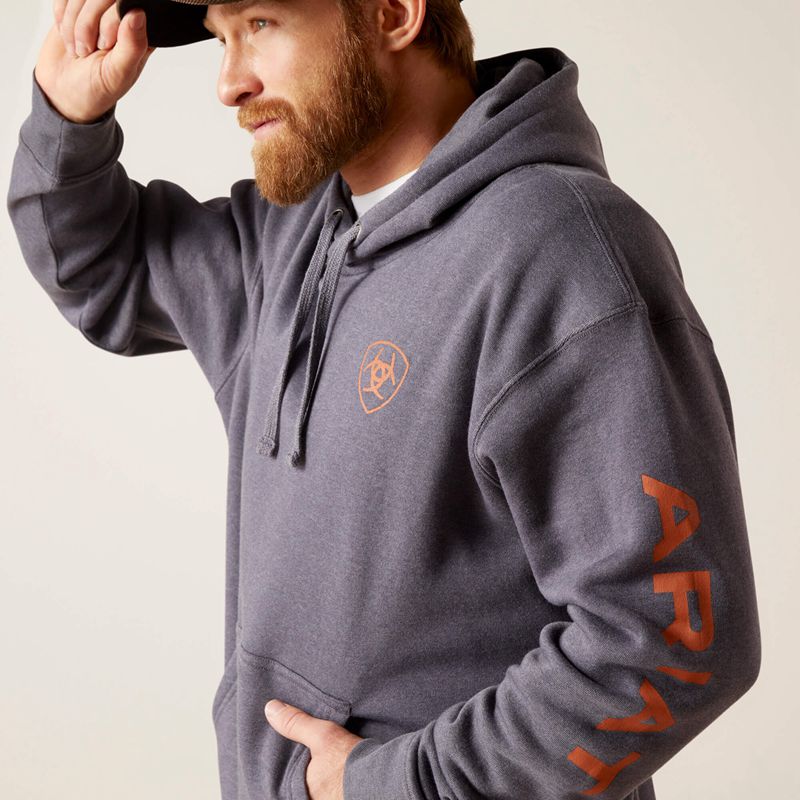 Odyssey Gray Heather Ariat Logo Hoodie | 52DWRYPNQ