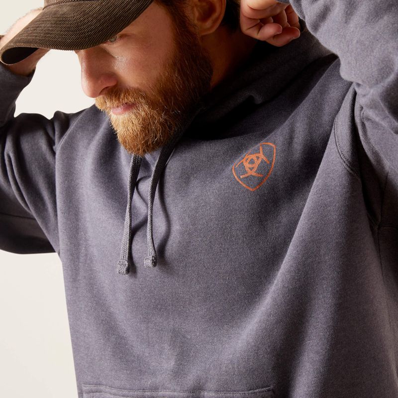 Odyssey Gray Heather Ariat Logo Hoodie | 52DWRYPNQ