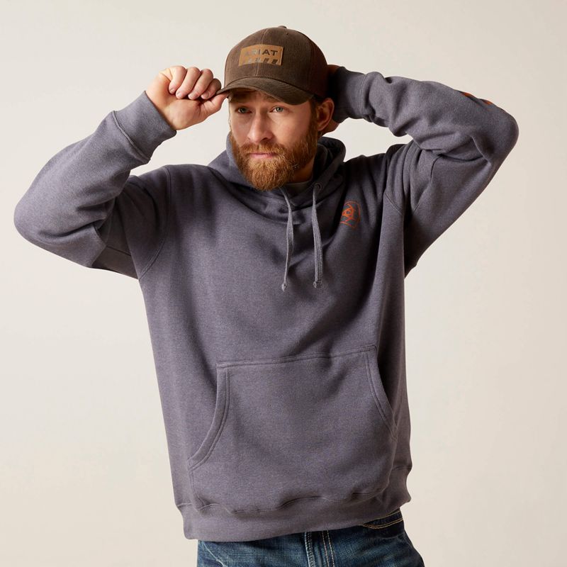 Odyssey Gray Heather Ariat Logo Hoodie | 52DWRYPNQ