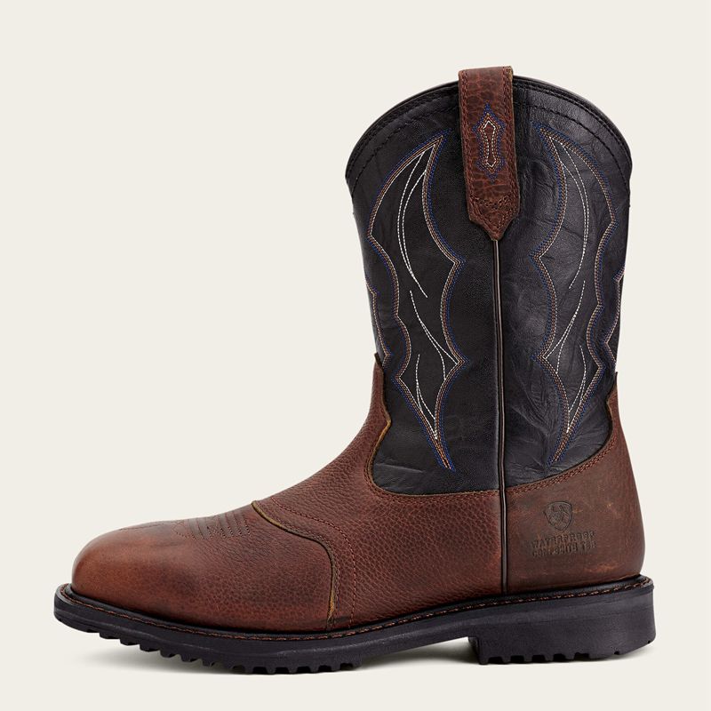 Oiled Brown Ariat Rigtek Wide Square Toe Waterproof Composite Toe Work Boot | 42JCOGBSA