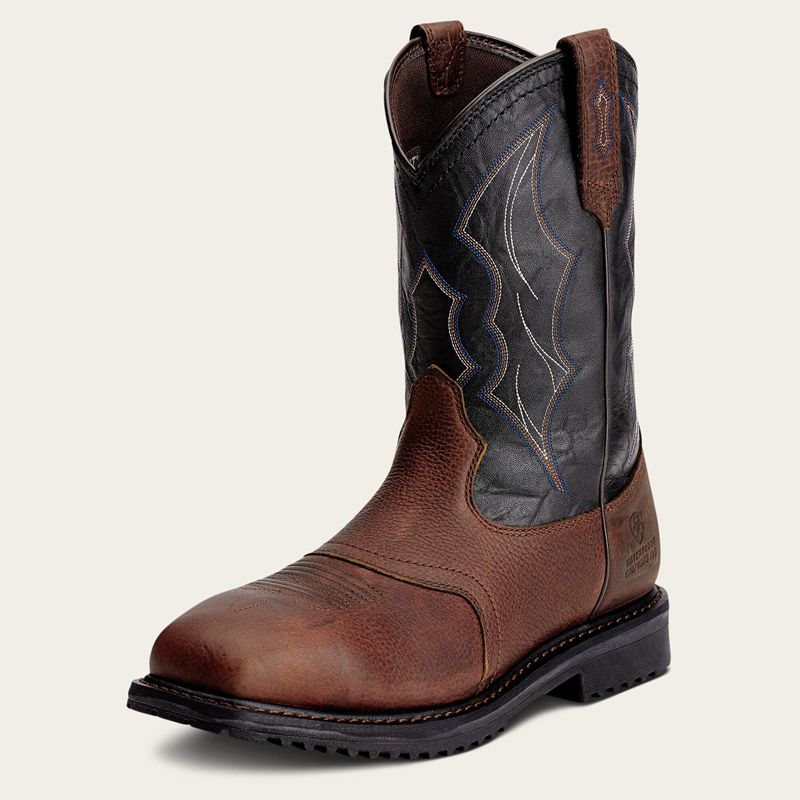 Oiled Brown Ariat Rigtek Wide Square Toe Waterproof Composite Toe Work Boot | 42JCOGBSA