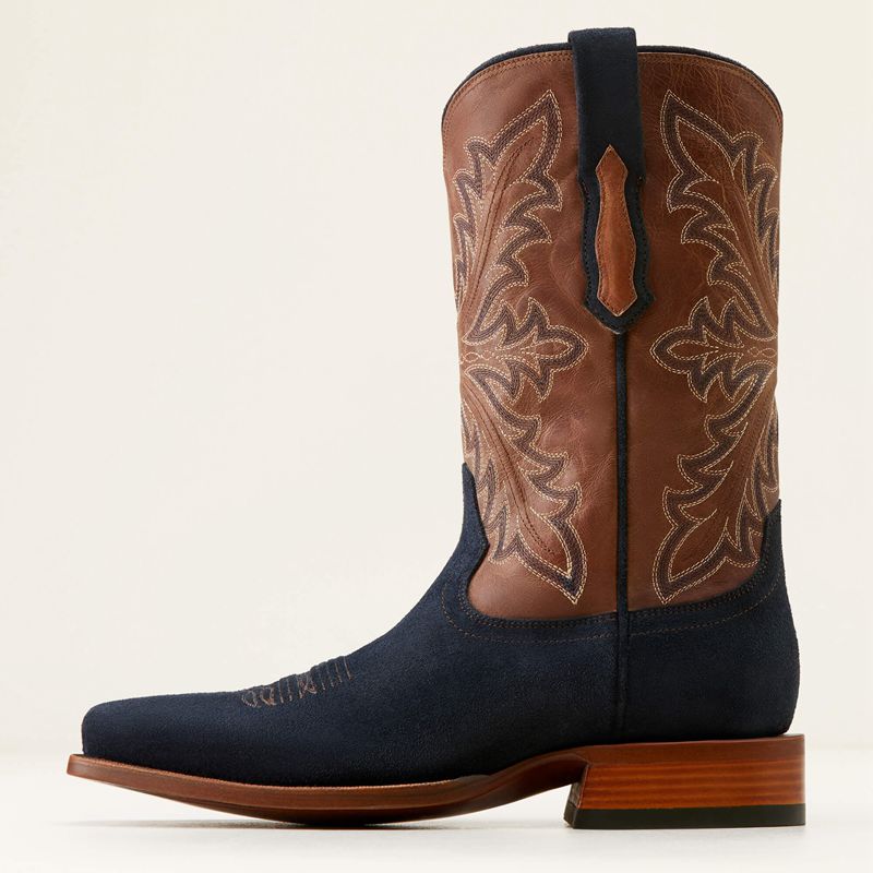 Oiled Navy Roughout Ariat Bench Made Stilwell Western Boot | 70RYTCVKD