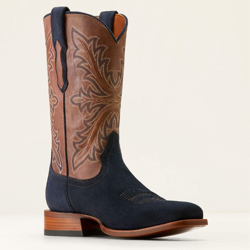 Oiled Navy Roughout Ariat Bench Made Stilwell Western Boot | 70RYTCVKD