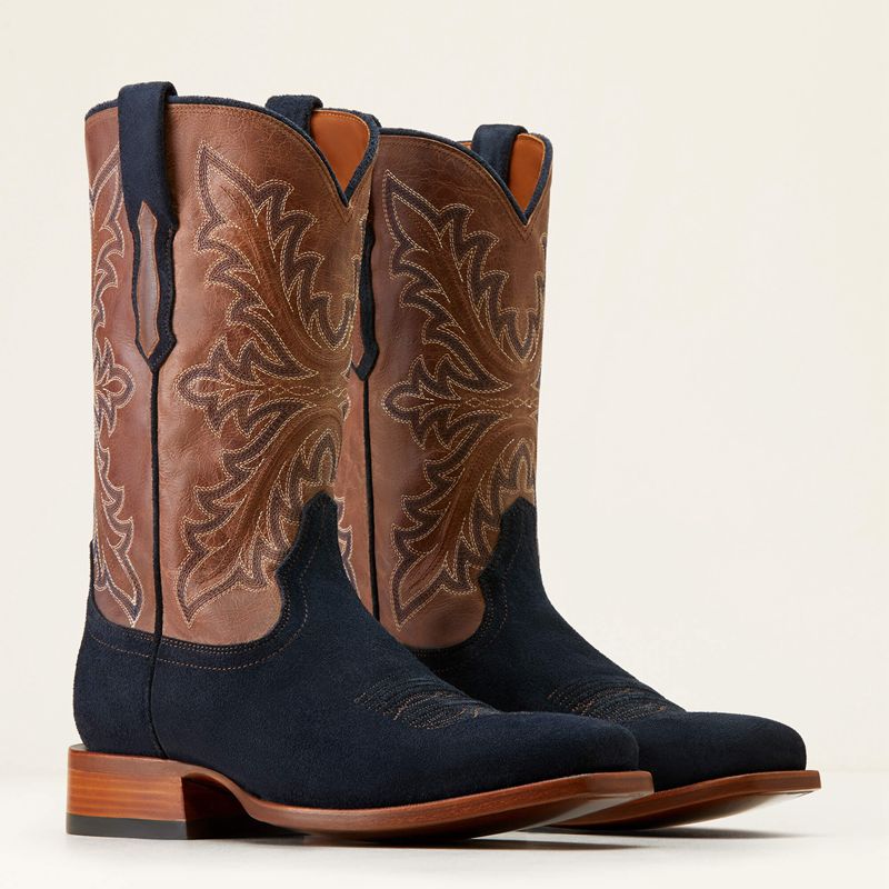 Oiled Navy Roughout Ariat Bench Made Stilwell Western Boot | 70RYTCVKD