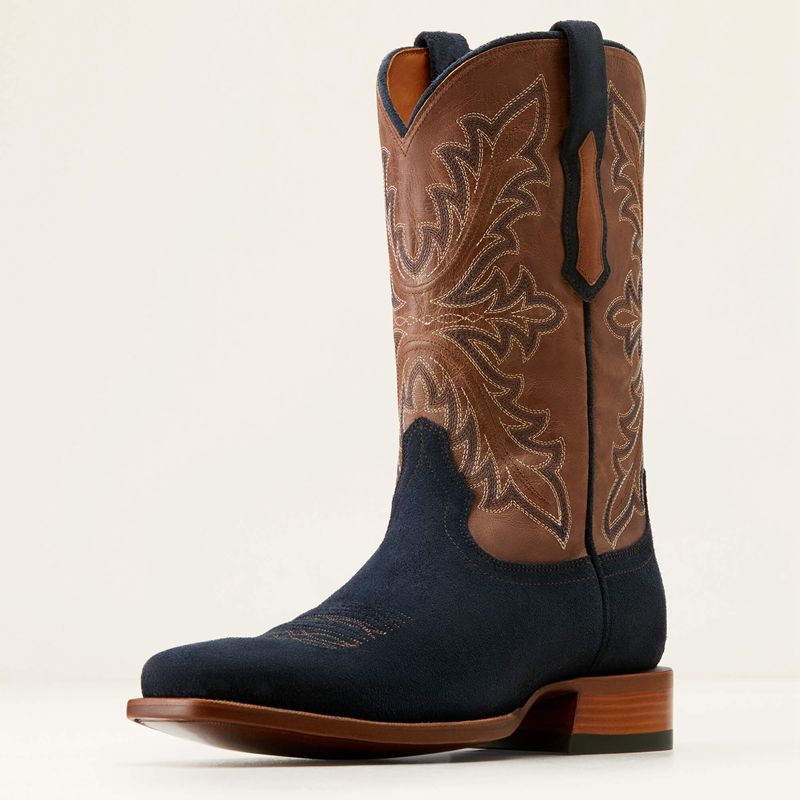 Oiled Navy Roughout Ariat Bench Made Stilwell Western Boot | 70RYTCVKD