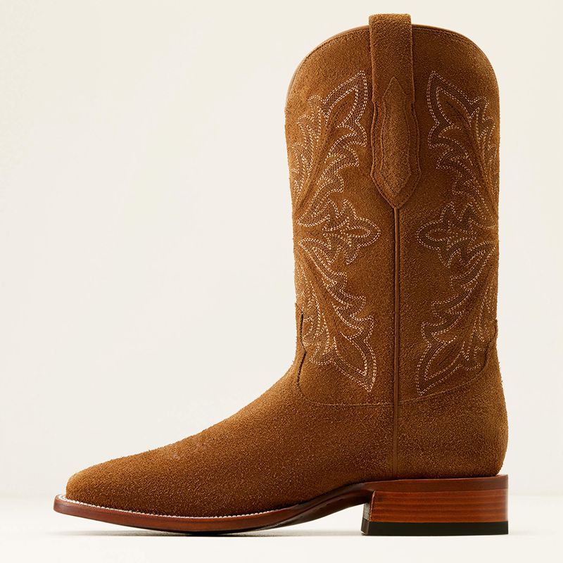 Oiled Tan Roughout Ariat Bench Made Bassett Western Boot | 61GCISROZ