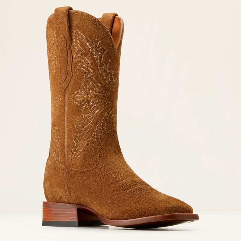 Oiled Tan Roughout Ariat Bench Made Bassett Western Boot | 61GCISROZ