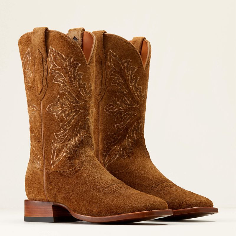 Oiled Tan Roughout Ariat Bench Made Bassett Western Boot | 61GCISROZ