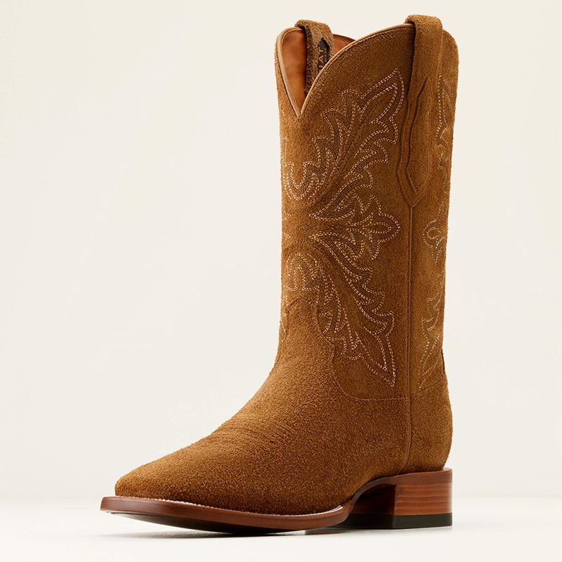 Oiled Tan Roughout Ariat Bench Made Bassett Western Boot | 61GCISROZ