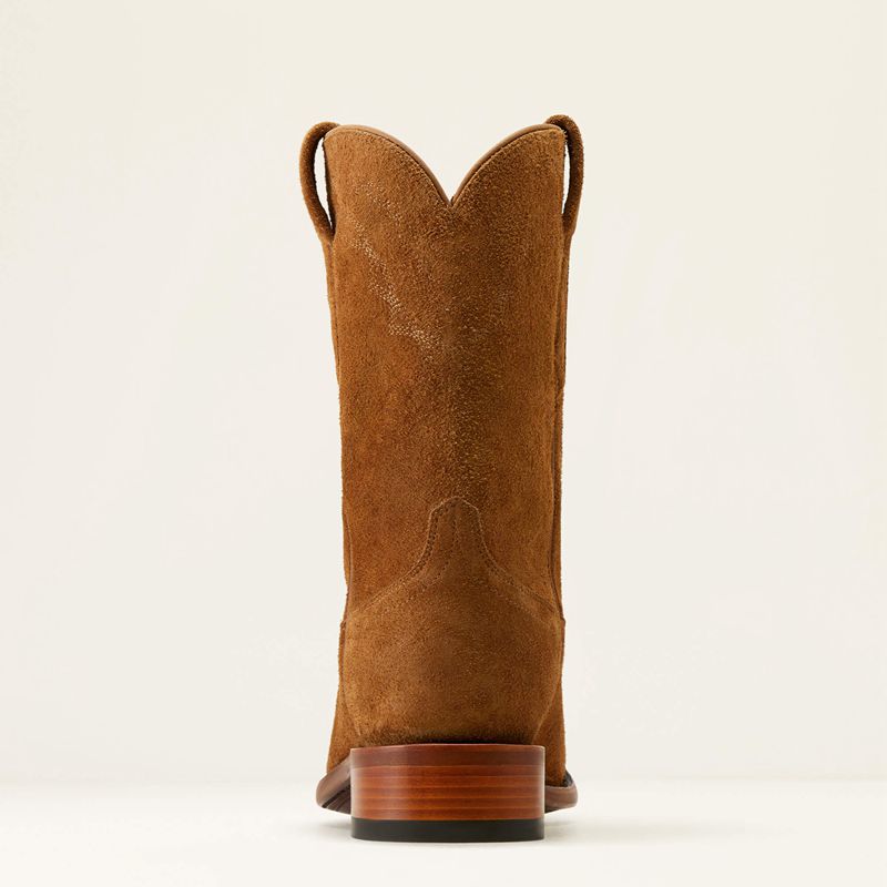 Oiled Tan Roughout Ariat Bench Made Clanton Western Boot | 29TBLXGRN