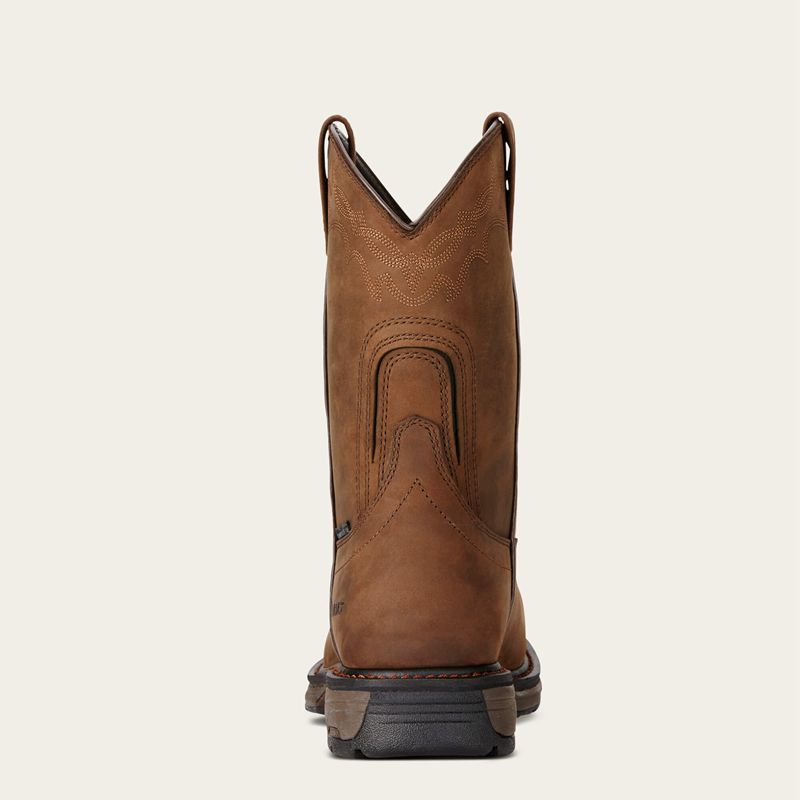 Oily Distressed Brown Ariat Workhog Wellington Waterproof Composite Toe Work Boot | 39PTIFROW