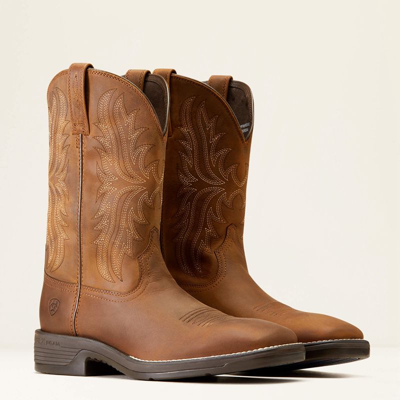 Oily Distressed Tan Ariat Ridgeback Cowboy Boot | 91KFZTORC