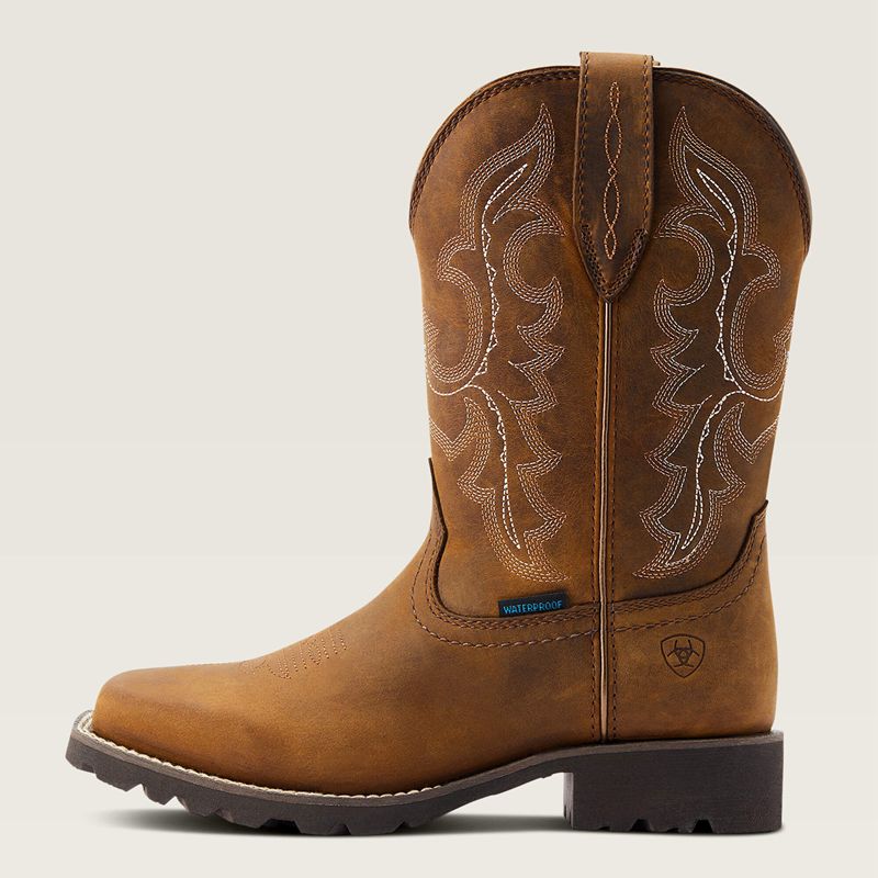 Oily Distressed Tan Ariat Unbridled Rancher Waterproof Western Boot | 32PHYTLGK