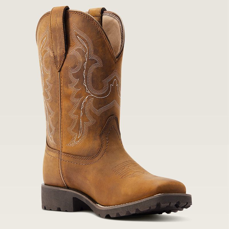 Oily Distressed Tan Ariat Unbridled Rancher Waterproof Western Boot | 32PHYTLGK