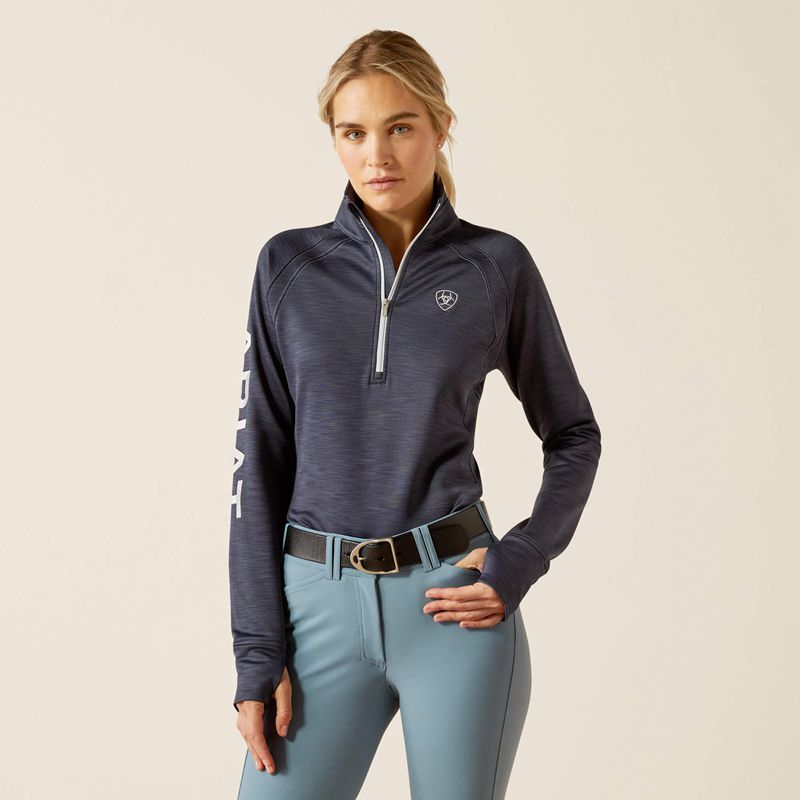 Ombre Blue Heather Ariat Tek Team 1/2 Zip Sweatshirt | 51DSALKYV