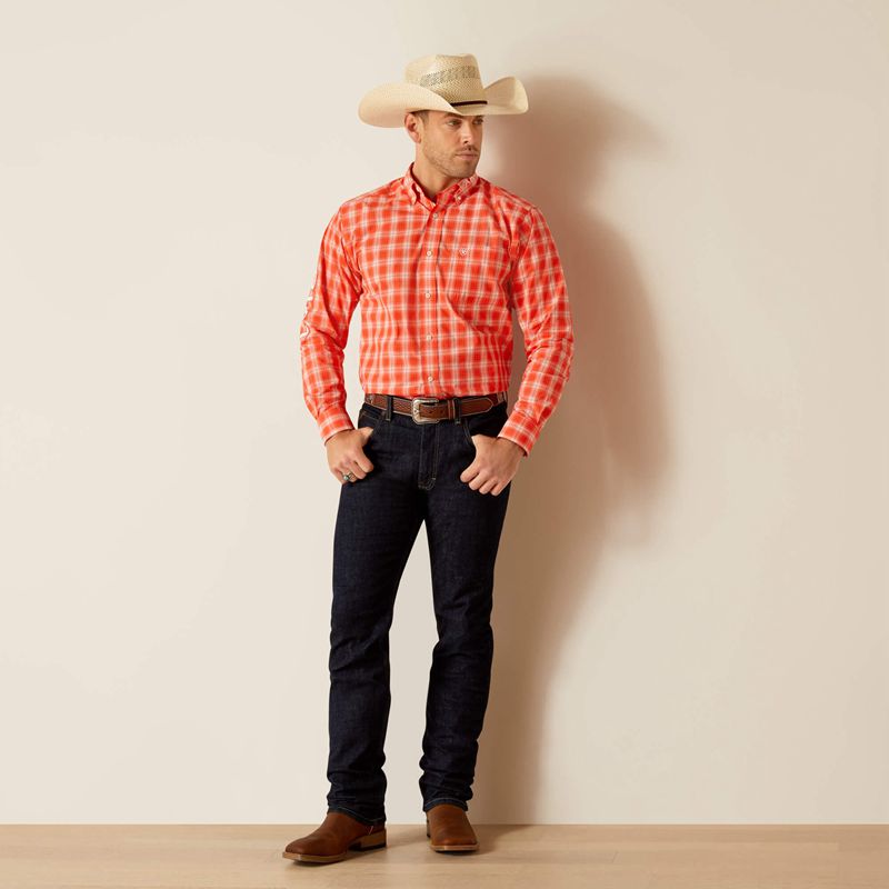 Orange Ariat Pro Series Team Lewis Classic Fit Shirt | 09XTPNCMA