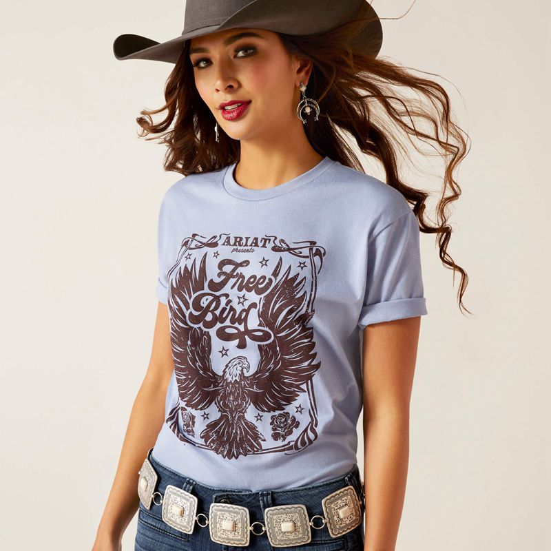 Orchid Heather Ariat American Free T-Shirt | 68LAFMXPE