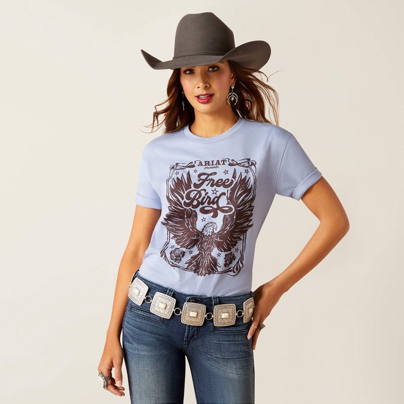 Orchid Heather Ariat American Free T-Shirt | 68LAFMXPE