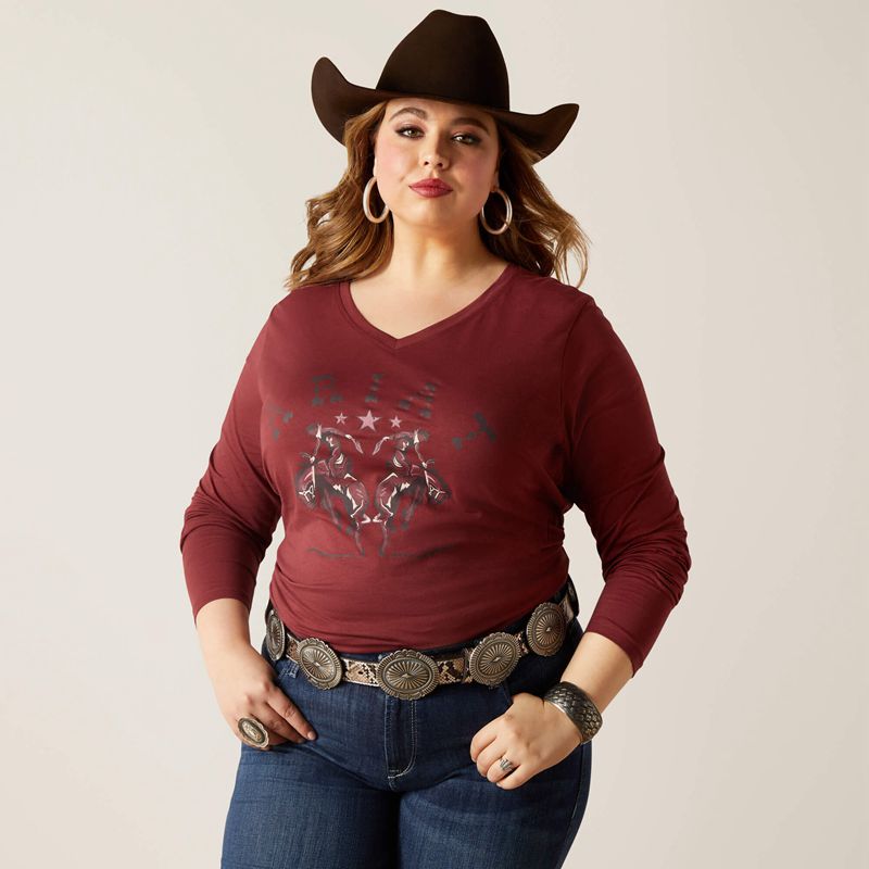 Oxblood Red Ariat Rodeo T-Shirt | 59DHFWIBR