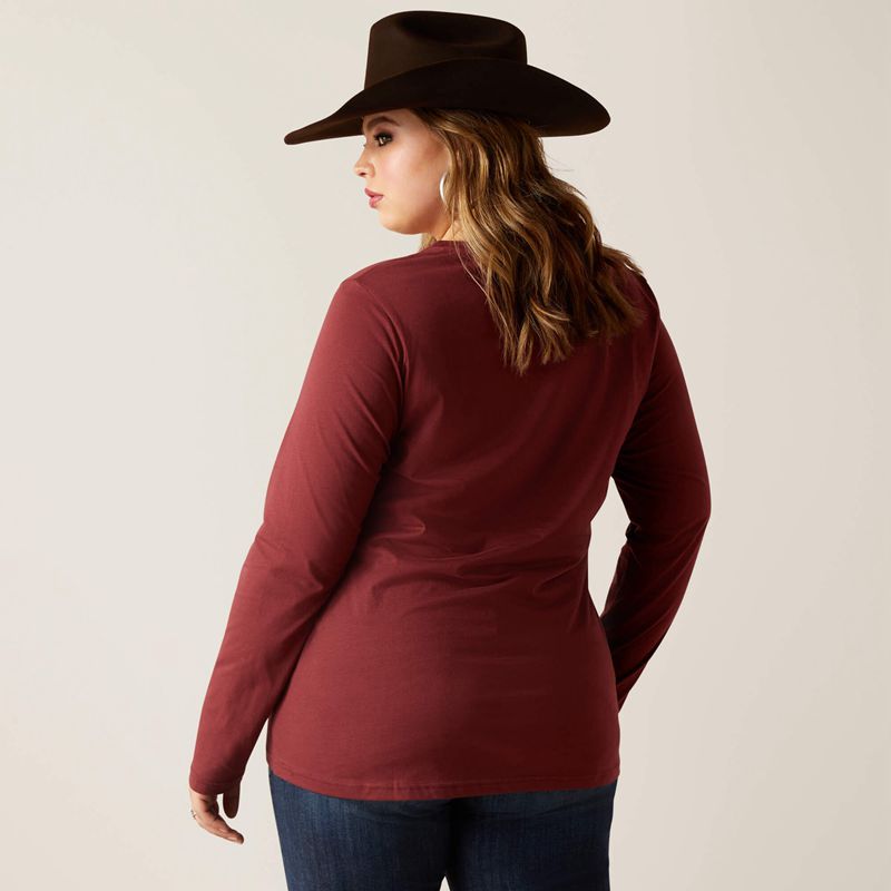 Oxblood Red Ariat Rodeo T-Shirt | 59DHFWIBR