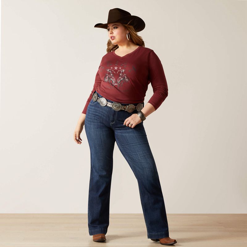 Oxblood Red Ariat Rodeo T-Shirt | 59DHFWIBR