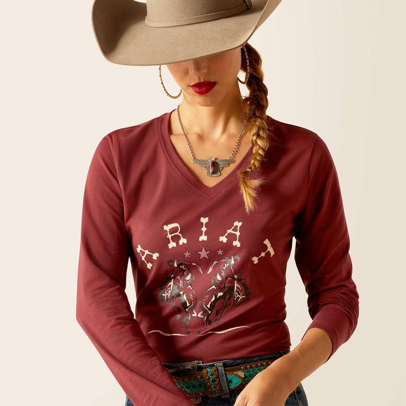 Oxblood Red Ariat Rodeo T-Shirt | 59DHFWIBR