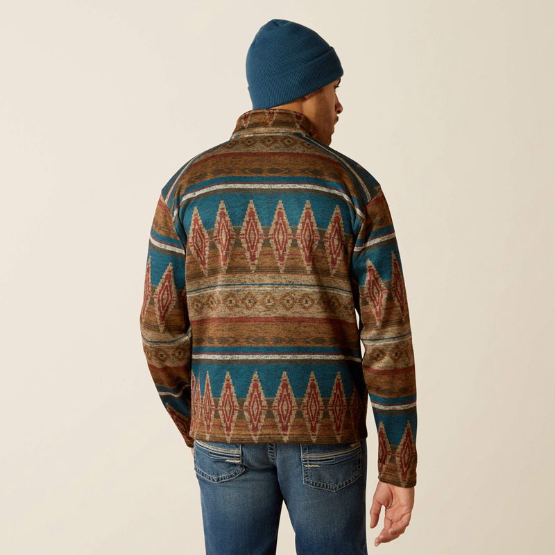 Oxford Tan Southwest Print Ariat Caldwell Full Zip Sweater | 29JMSAUYV