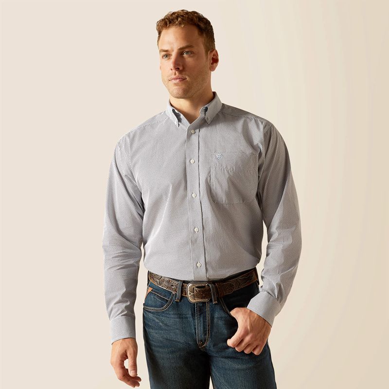 Peacoat Ariat Wrinkle Free Wes Classic Fit Shirt | 32LPSZWYU