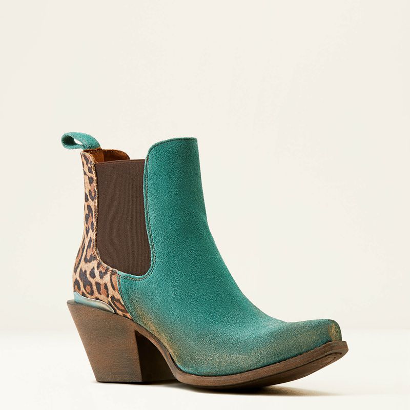 Peacock Teal/Tan Leopard Ariat Bradley Western Boot | 04MRKQNUB