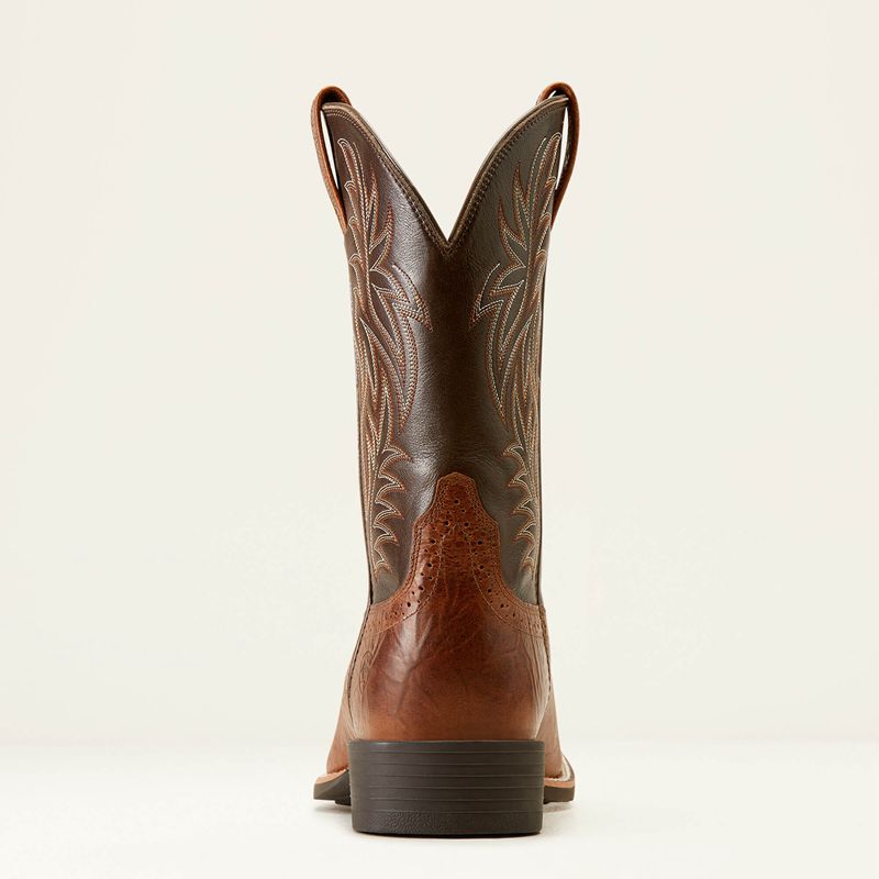 Peanut Butter/Chaga Brown Ariat Sport Wide Square Toe Cowboy Boot | 81AZDIHSV