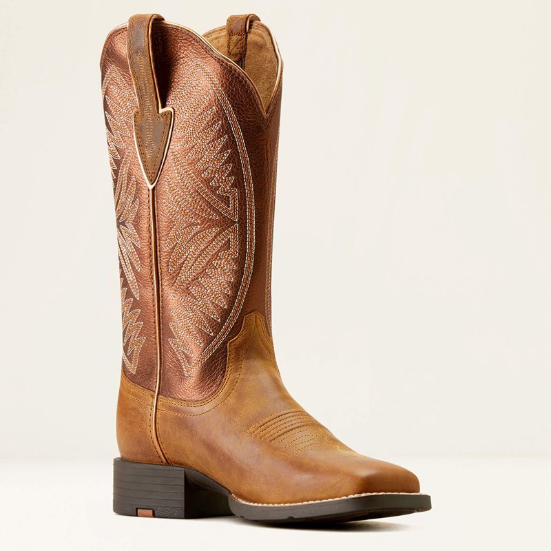 Pearl/Burnished Chestnut Ariat Round Up Ruidoso Western Boot | 81DWYUVJT