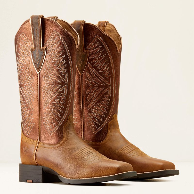 Pearl/Burnished Chestnut Ariat Round Up Ruidoso Western Boot | 81DWYUVJT