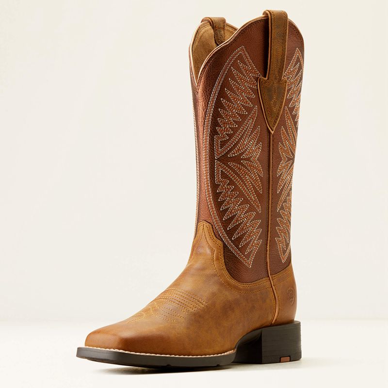 Pearl/Burnished Chestnut Ariat Round Up Ruidoso Western Boot | 81DWYUVJT