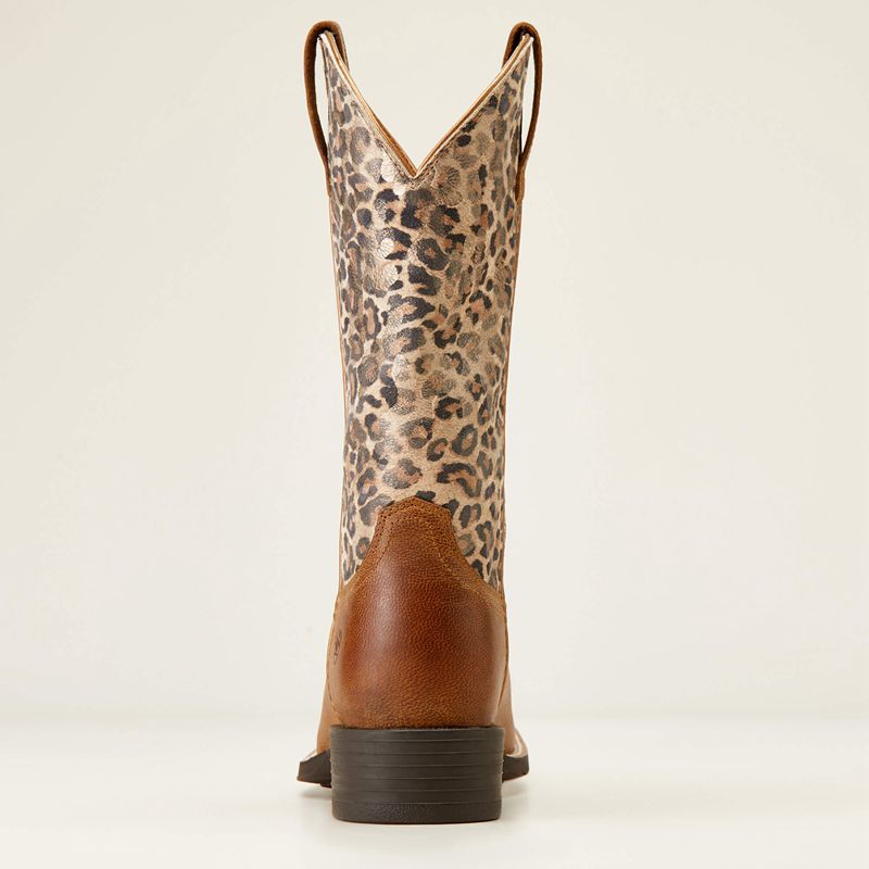 Pearl Brown Ariat Round Up Wide Square Toe Western Boot | 90USRWHOY