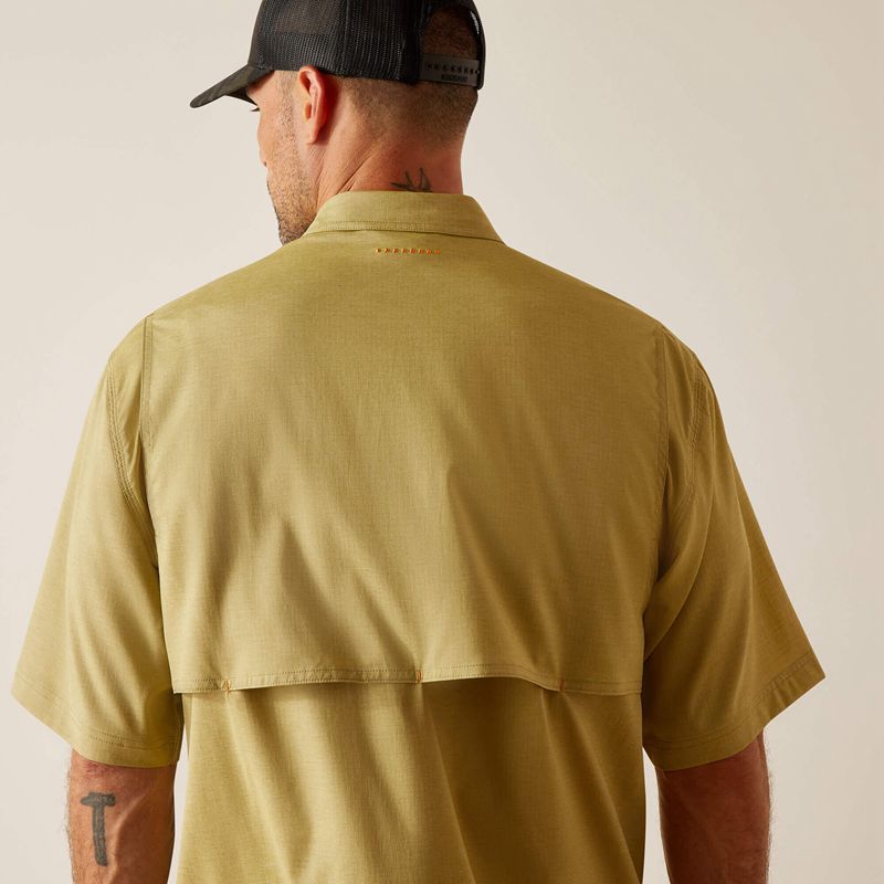 Peatmoss Heather Ariat Rebar Made Tough Venttek Durastretch Work Shirt | 67IKFBYHP