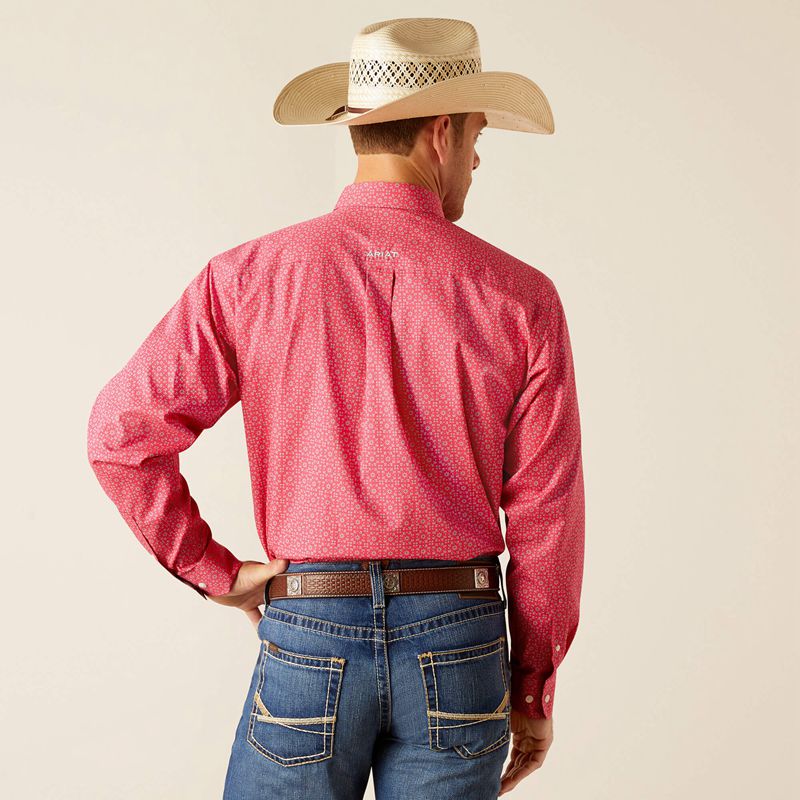 Pink Ariat Wrinkle Free Brennan Classic Fit Shirt | 70KDQUCNJ