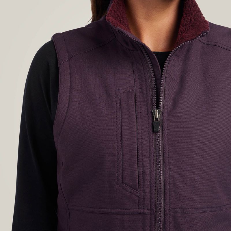 Plum Perfect Ariat Rebar Duracanvas Insulated Vest | 48DLOGQUF