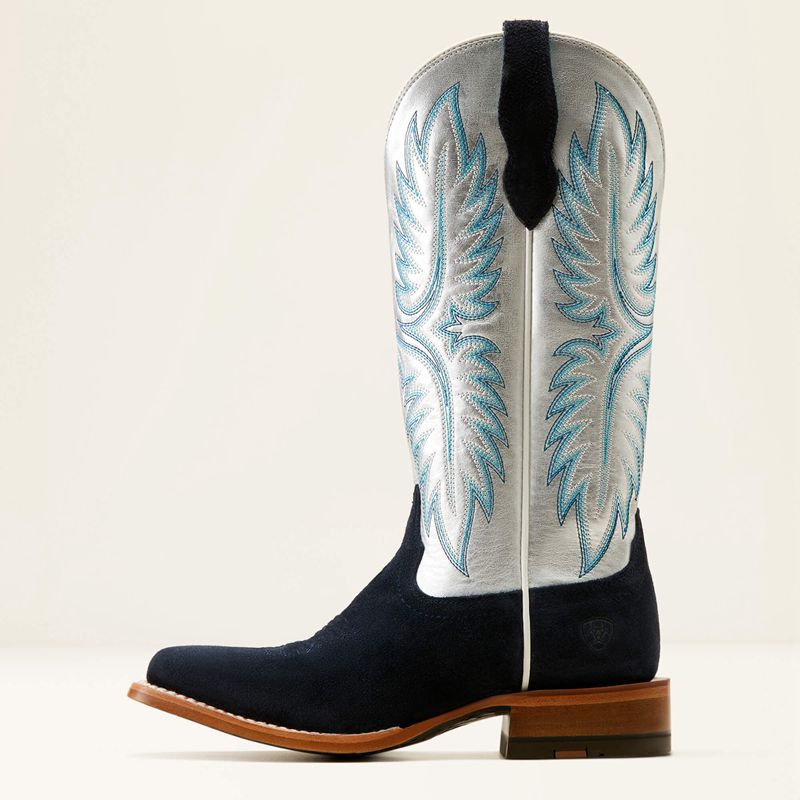 Polo Blue Roughout/Electric Silver Ariat Frontier Calamity Jane Western Boot | 46EDMUXQH