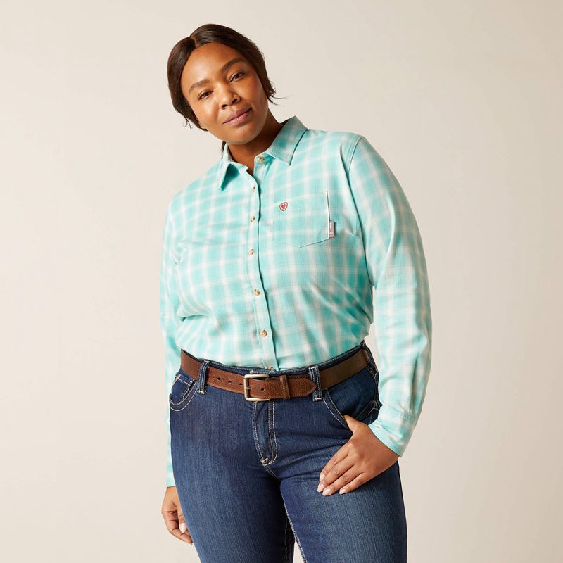 Pool Blue Ariat Fr Catalina Work Shirt | 73LHCXDOM