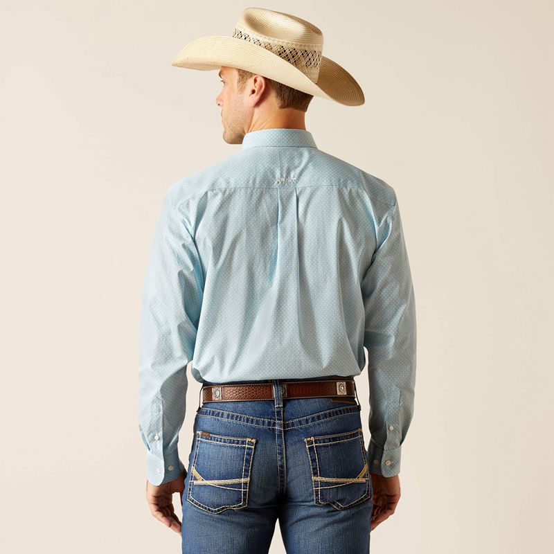 Porcelain Blue Ariat Wrinkle Free Ian Classic Fit Shirt | 80ZCLQJXT