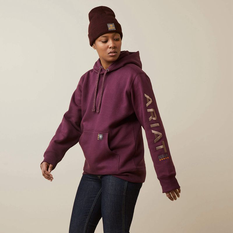 Potent Purple/ Peppercorn Ariat Rebar Graphic Hoodie | 04VUFXGLA