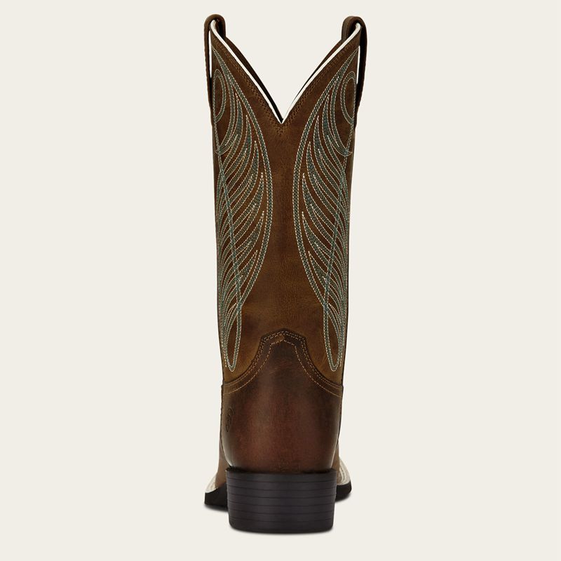 Powder Brown Ariat Round Up Wide Square Toe Western Boot | 72ESHKIVA