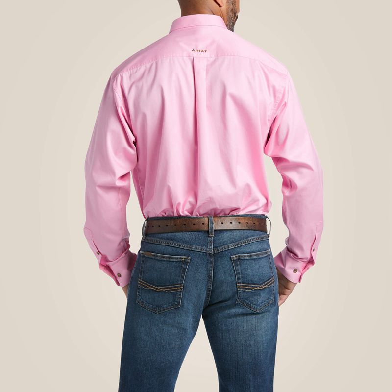 Prism Pink Ariat Solid Twill Classic Fit Shirt | 74QMDLIOX