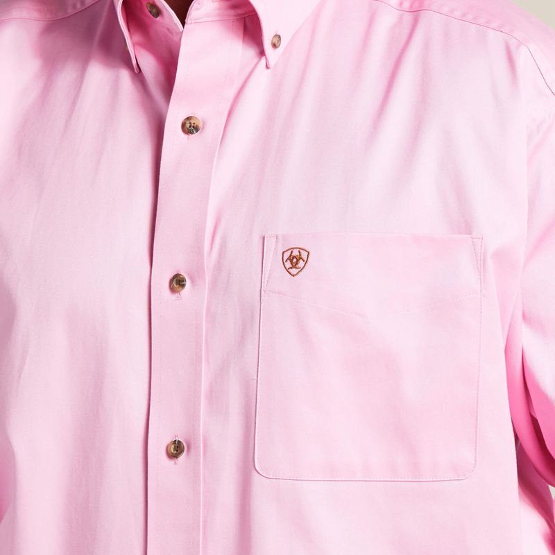 Prism Pink Ariat Solid Twill Classic Fit Shirt | 74QMDLIOX