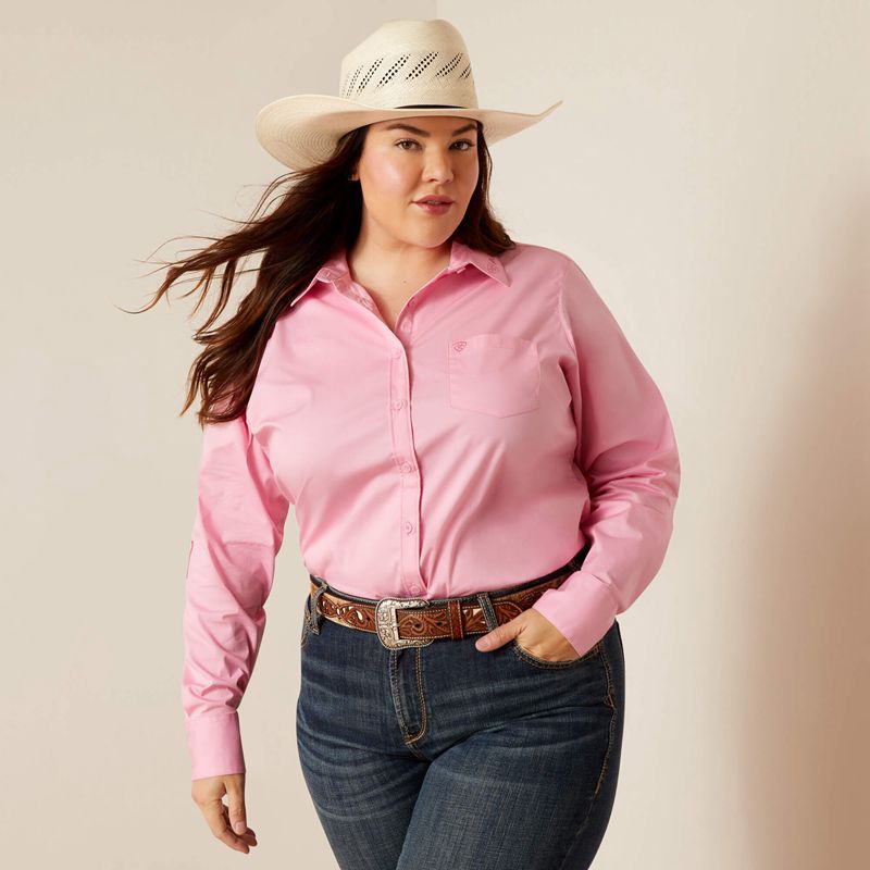 Prism Pink Ariat Team Kirby Stretch Shirt | 85PNMRSHK