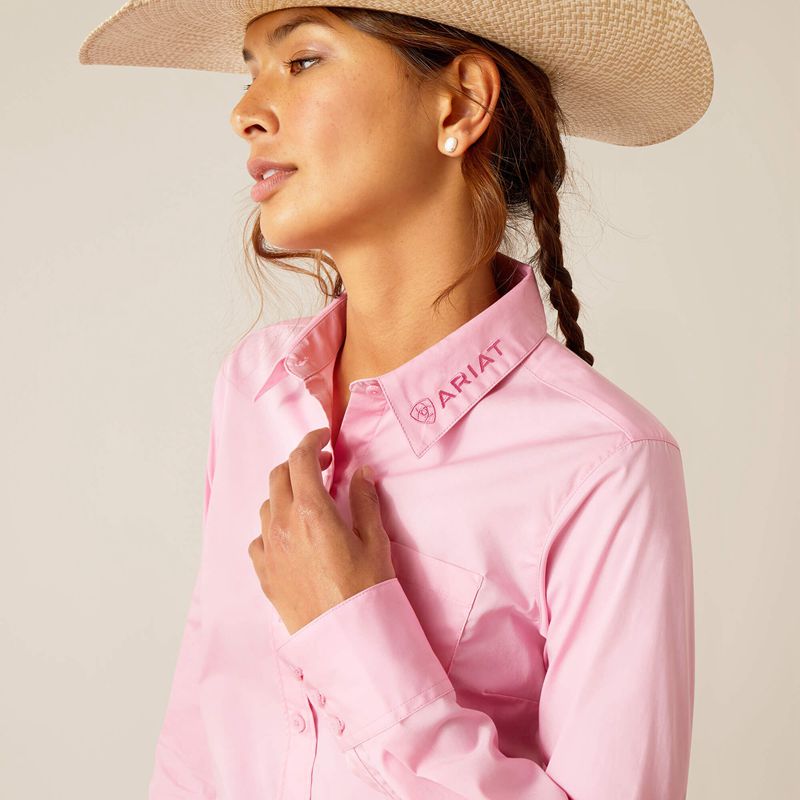 Prism Pink Ariat Team Kirby Stretch Shirt | 85PNMRSHK