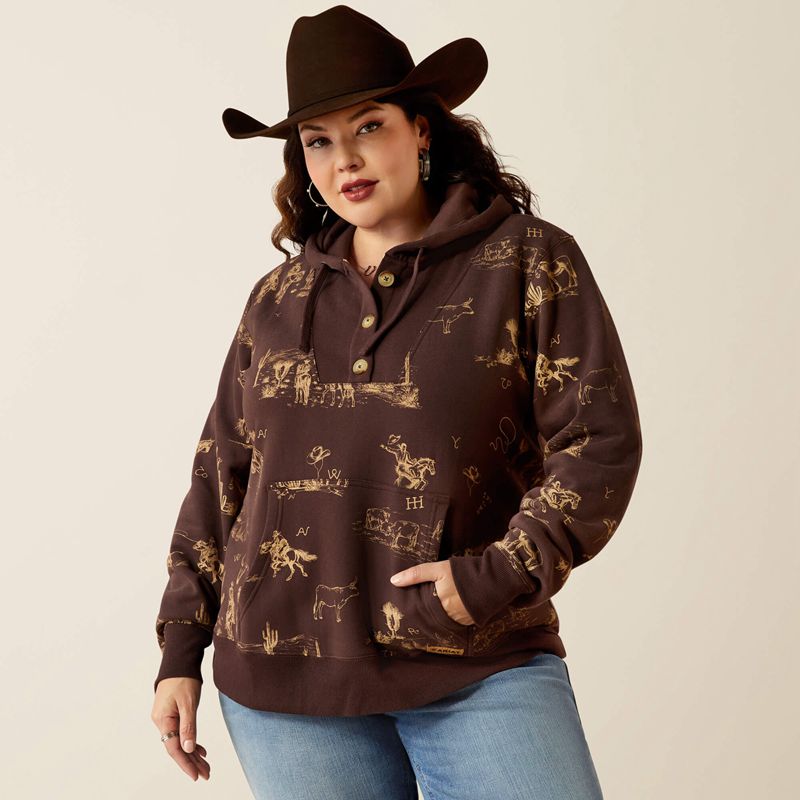 Ranchin Print Ariat Ranchin Hoodie | 19QEXSAGT