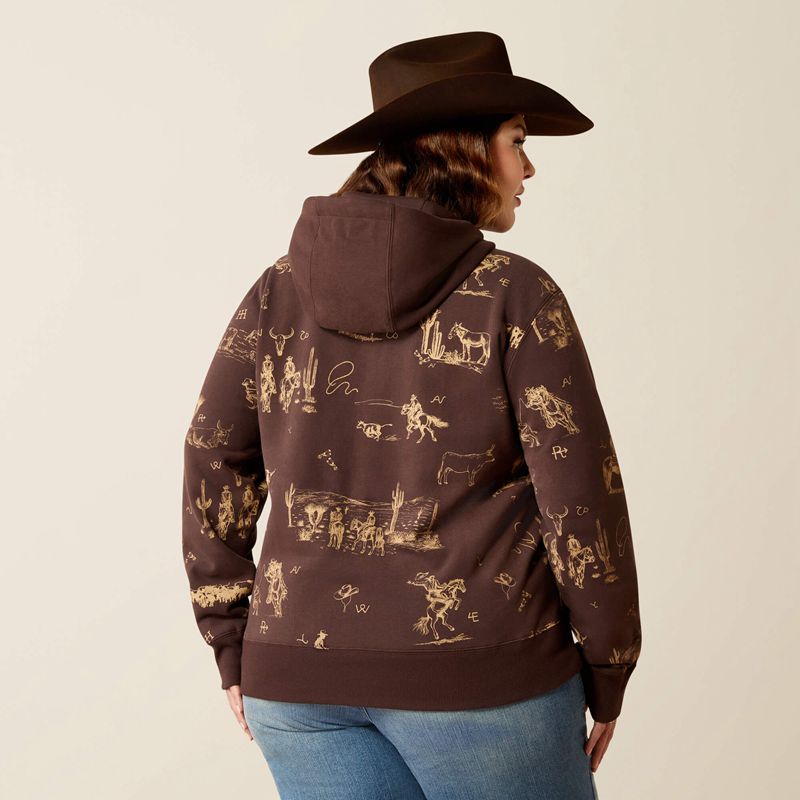 Ranchin Print Ariat Ranchin Hoodie | 19QEXSAGT